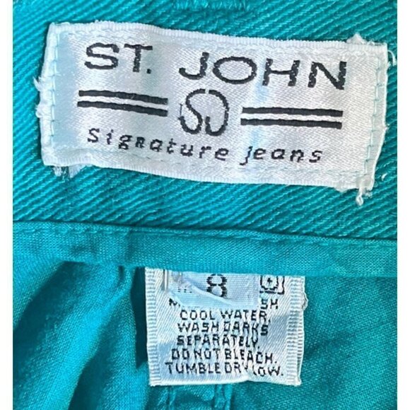 New St. John Signature Jeans Green Straight Leg Mid Rise Pants - Picture 8 of 10